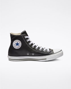 Converse Chuck Taylor All Star Leather Női Magasszárú Fekete | FLQTCNX-HU